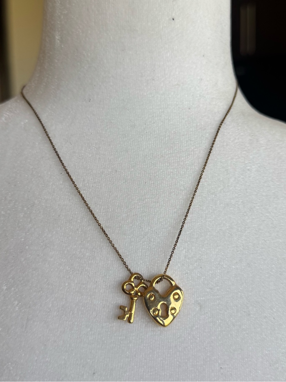 Gold Heart Lock & Key Pendant Necklace Women Jewelry vintage antique brass heart